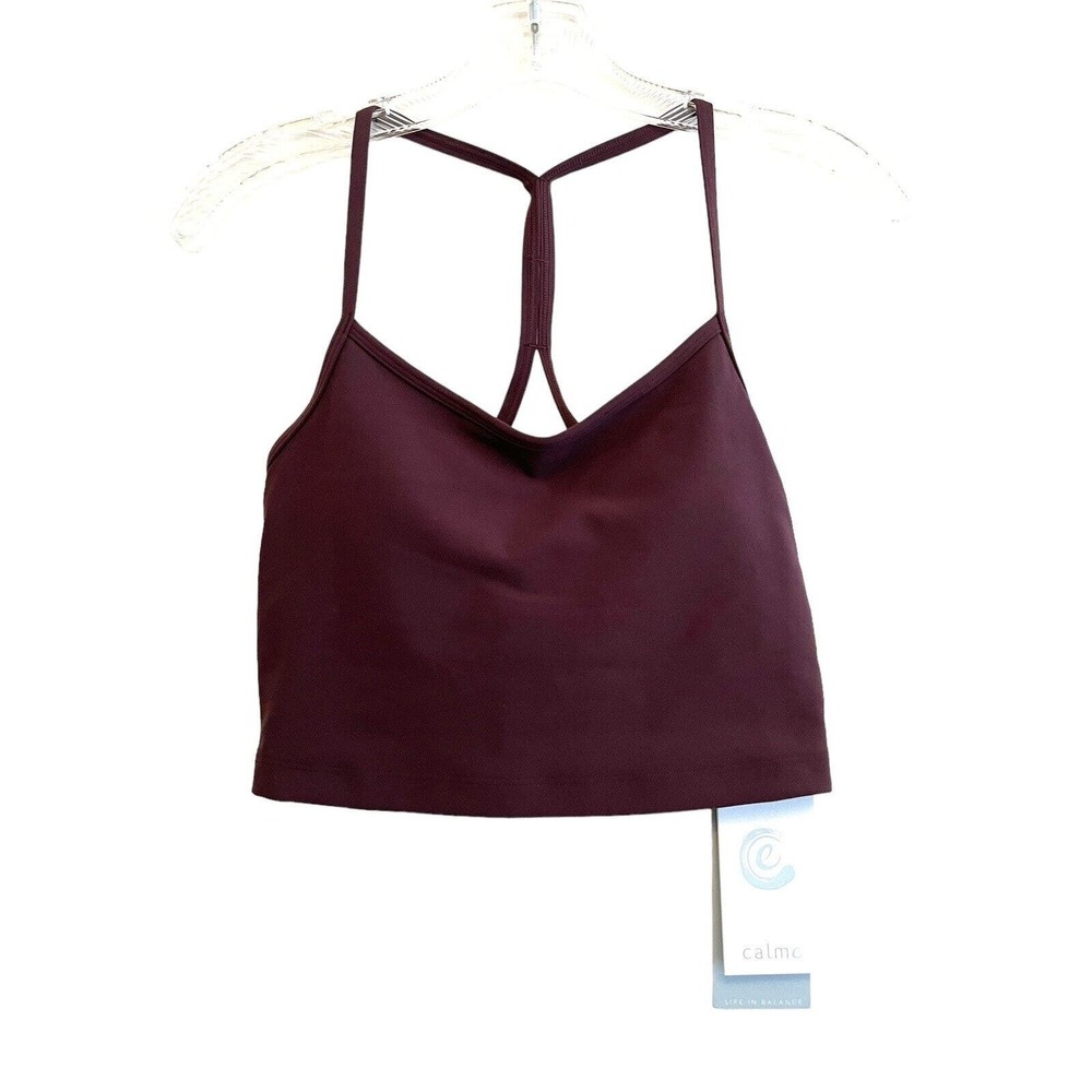 NWT Johnny‎ Was Calme Crossback Cami Cropped Tank Bra Size XS Burgundy Purple